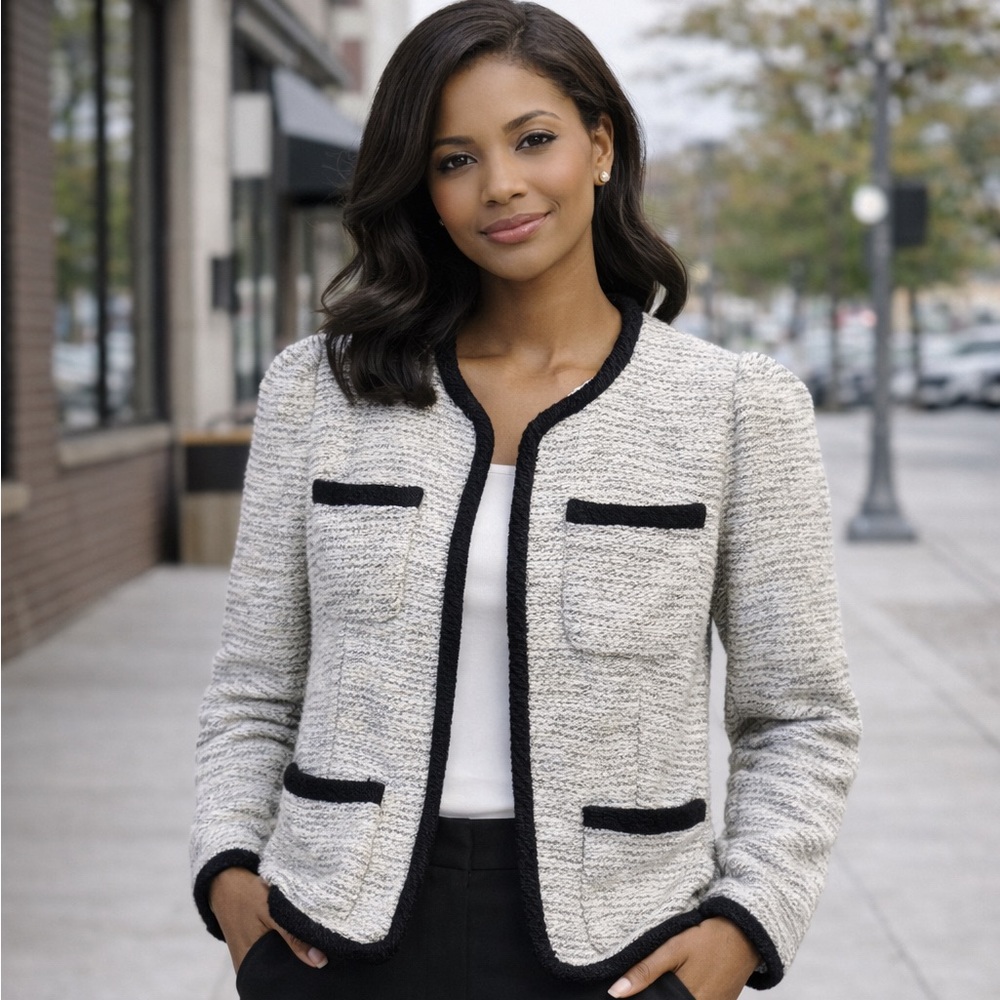 Duras Ambient Tweed Bouclé Jacket with Black Trim – Size 1 (XS/S)